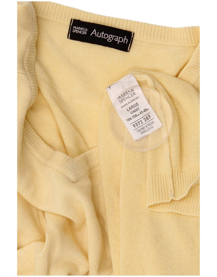 Pulover cu decolteu în V cu autograf pentru bărbați Marks & Spencer, mare, galben acrilic