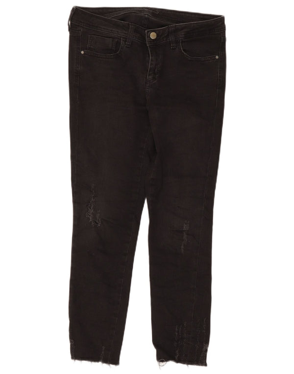Blugi slim pentru femei Distressed Zara EU 38 Small W28 L26 Bumbac negru