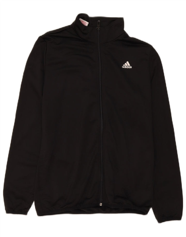 Jachetă de top pentru trening cu grafic pentru băieți Adidas 13-14 ani, poliester negru