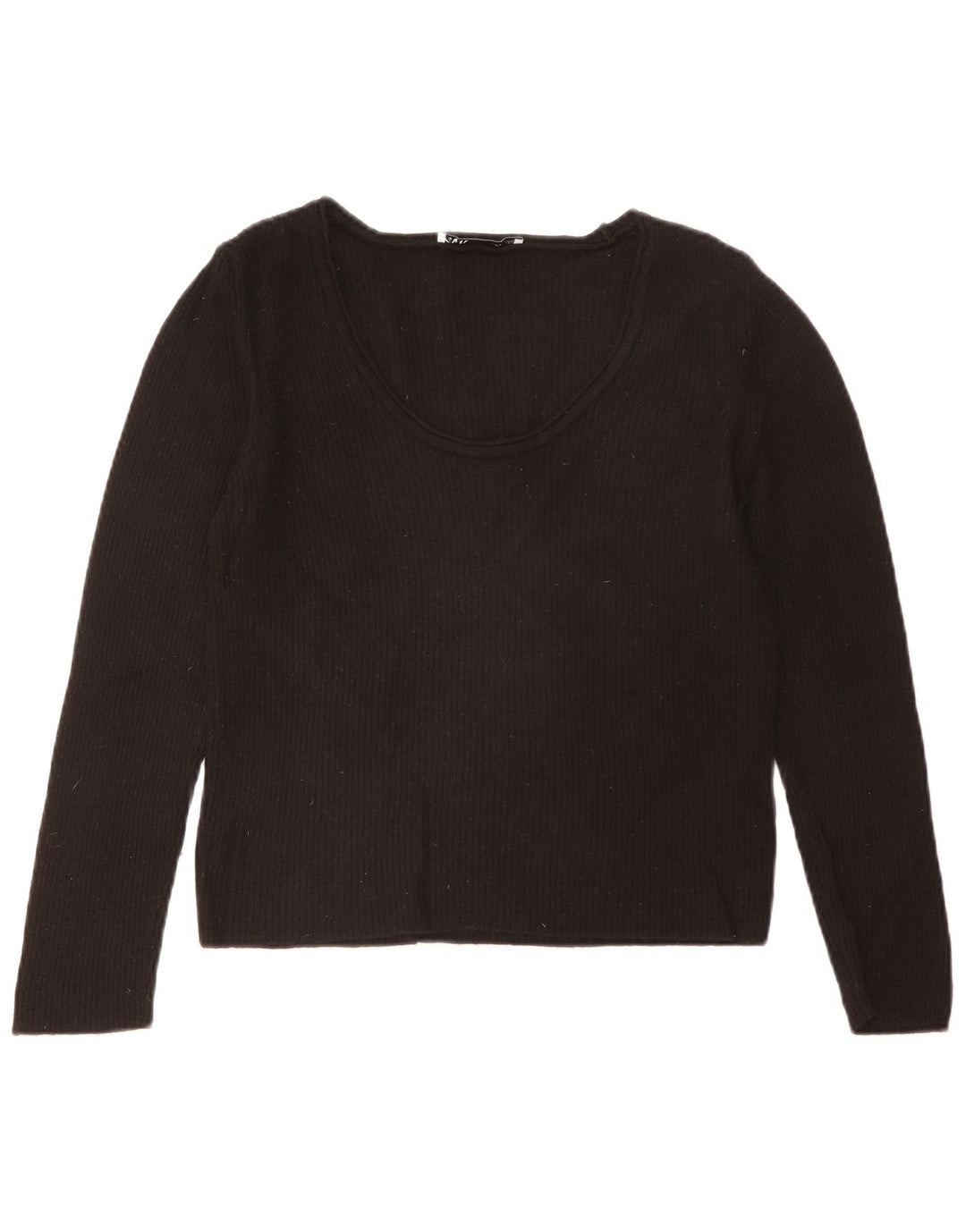 Top femeie Zara cu mânecă lungă UK 18 XL, viscoză neagră