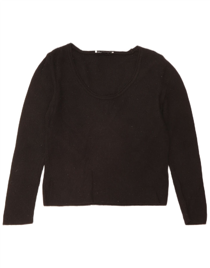 Top femeie Zara cu mânecă lungă UK 18 XL, viscoză neagră