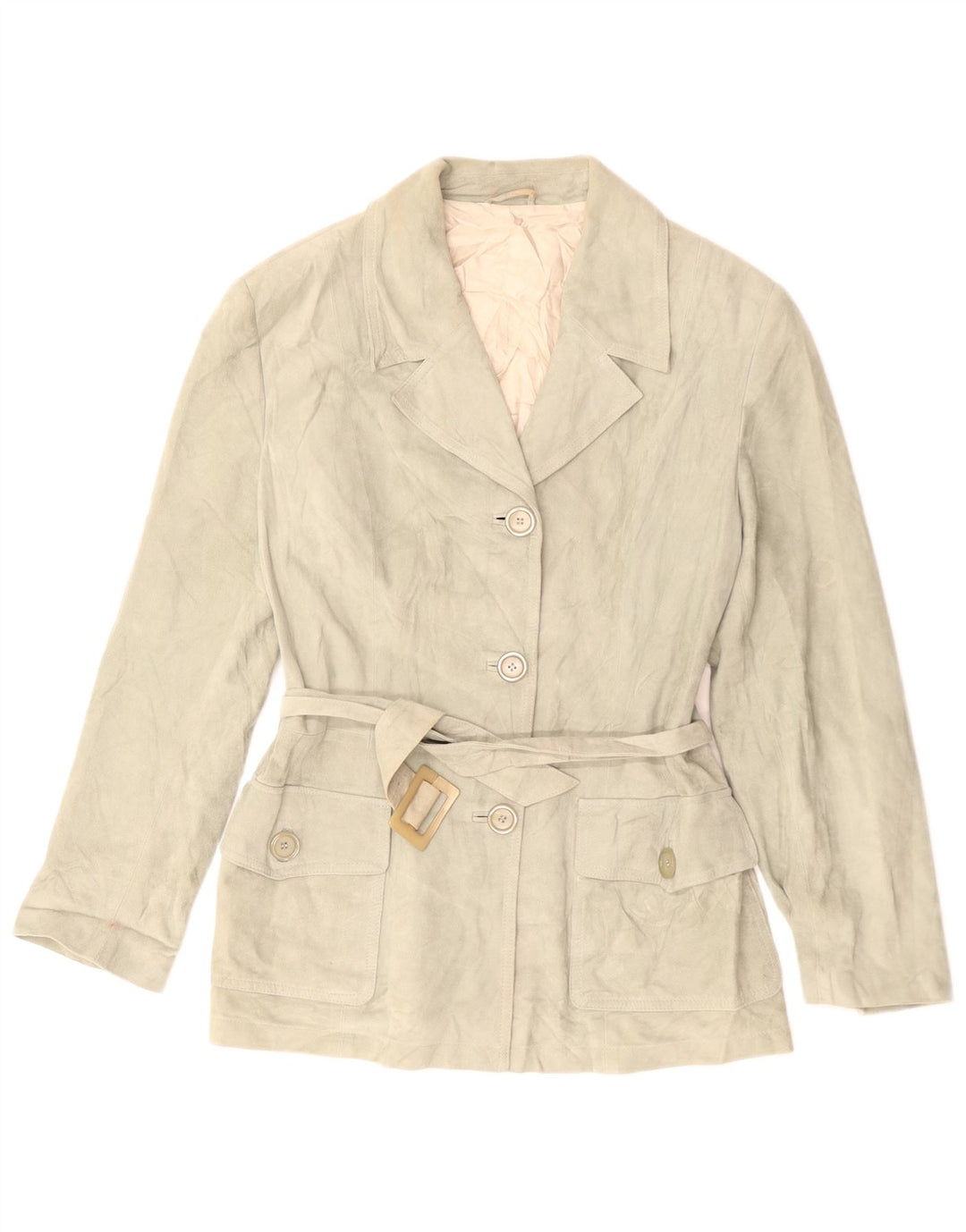 Jachetă Pollini pentru femei de căprioară cu 3 nasturi, UK 14, verde mediu