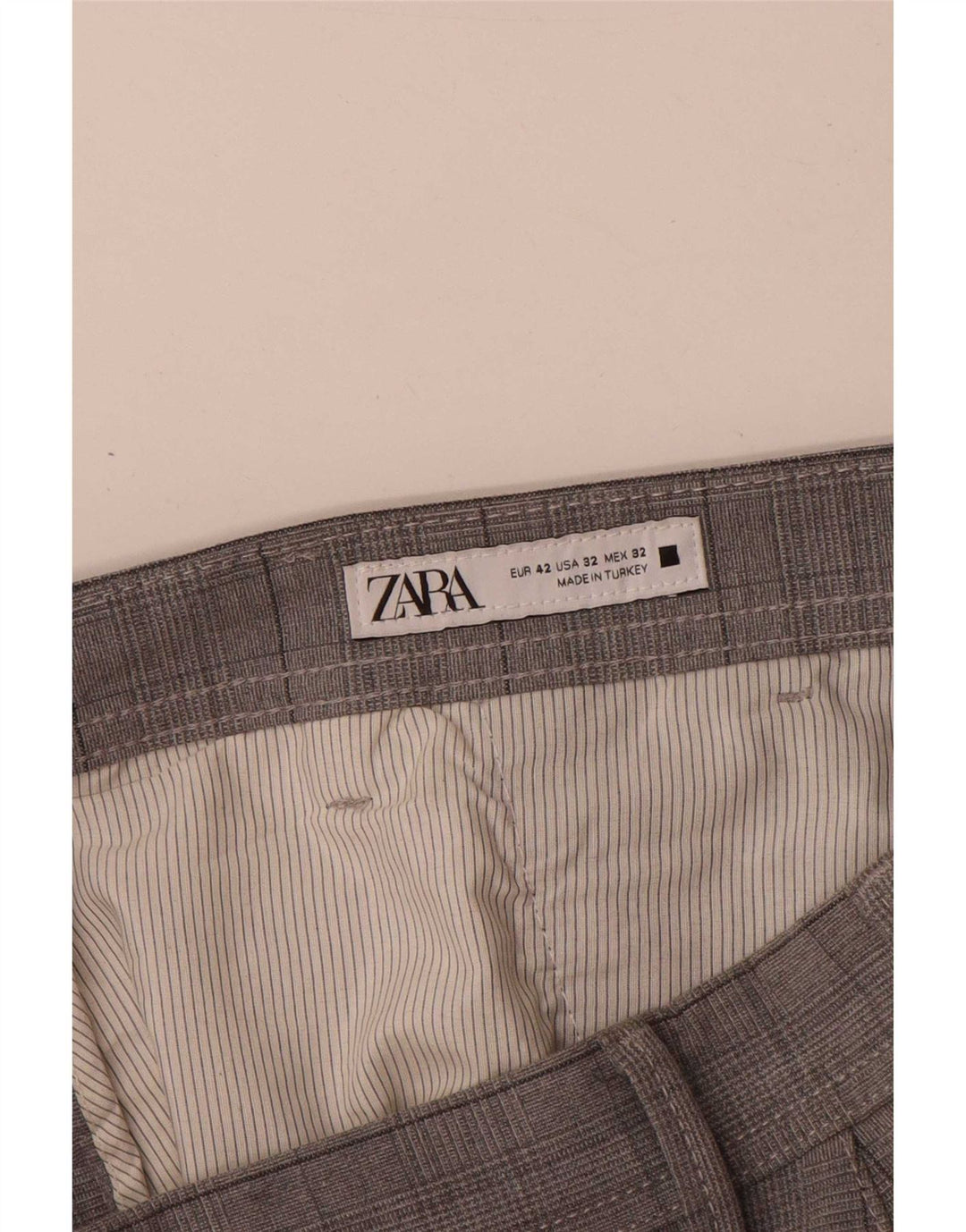 Pantaloni chino slim pentru bărbați Zara EU 42 Large W32 L30 Poliester cu carouri gri