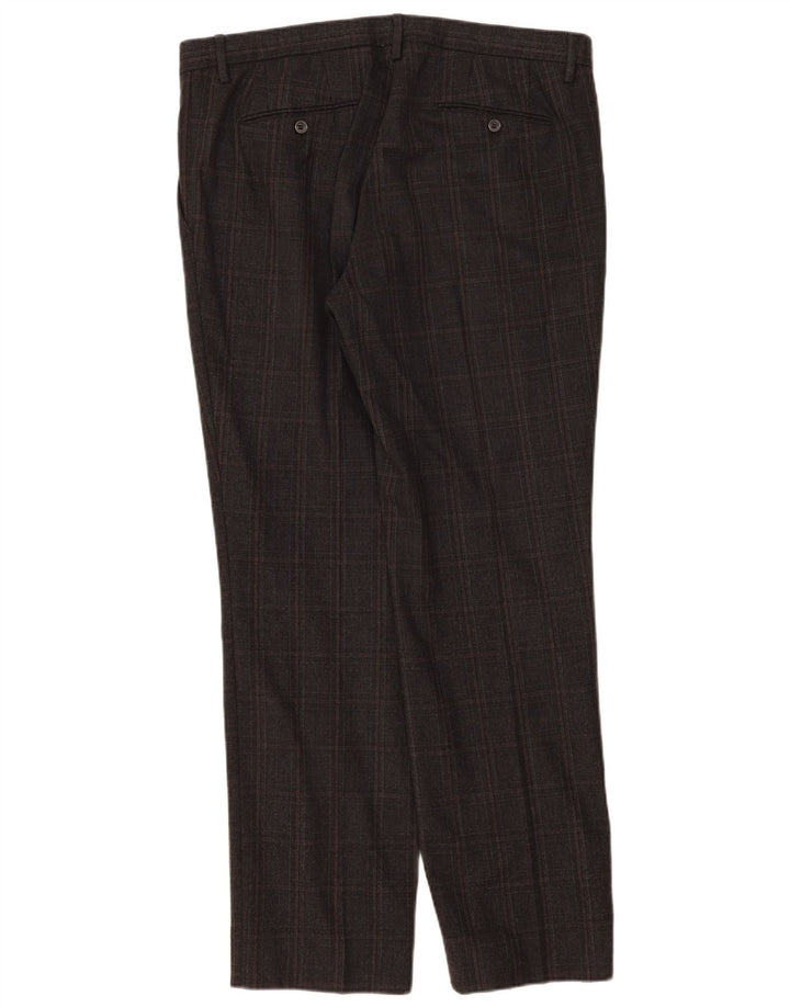 Trussardi Pantaloni drepți pentru bărbați L36 L33 Lână cu carouri gri
