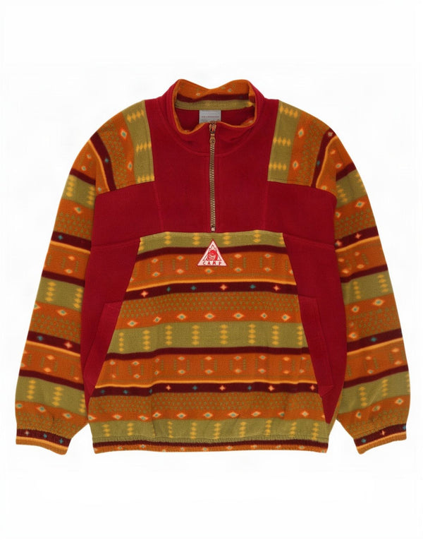 Jumper vintage pentru bărbați, cu fermoar și gât, fleece XL, multicolor, geometric