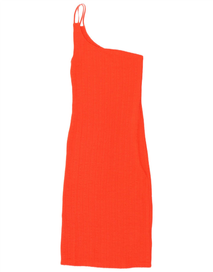 Rochie pentru femei Zara cu un umăr tricot UK 12 Poliester portocaliu mediu