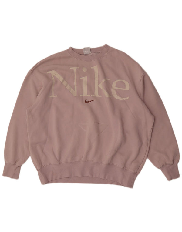 Pulover supradimensionat cu grafic Nike pentru femei UK 14 Bumbac violet mediu