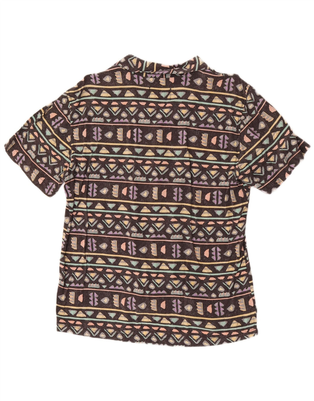 Cămașă cu mânecă scurtă pentru bărbați Pull & Bear, maro mediu geometric, hawaian