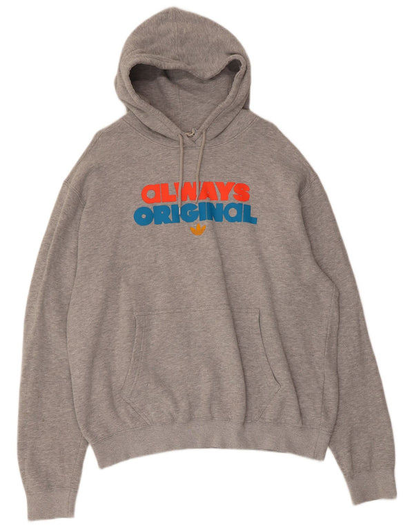 Pulover cu glugă cu grafic pentru bărbați Adidas XL, bumbac cu pete gri
