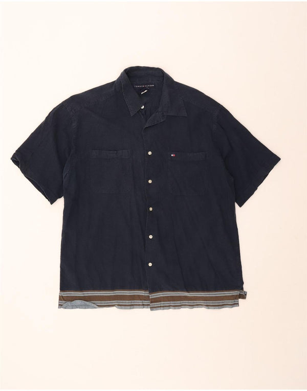 Cămașă cu mânecă scurtă pentru bărbați Tommy Hilfiger, mare, albastru, bumbac