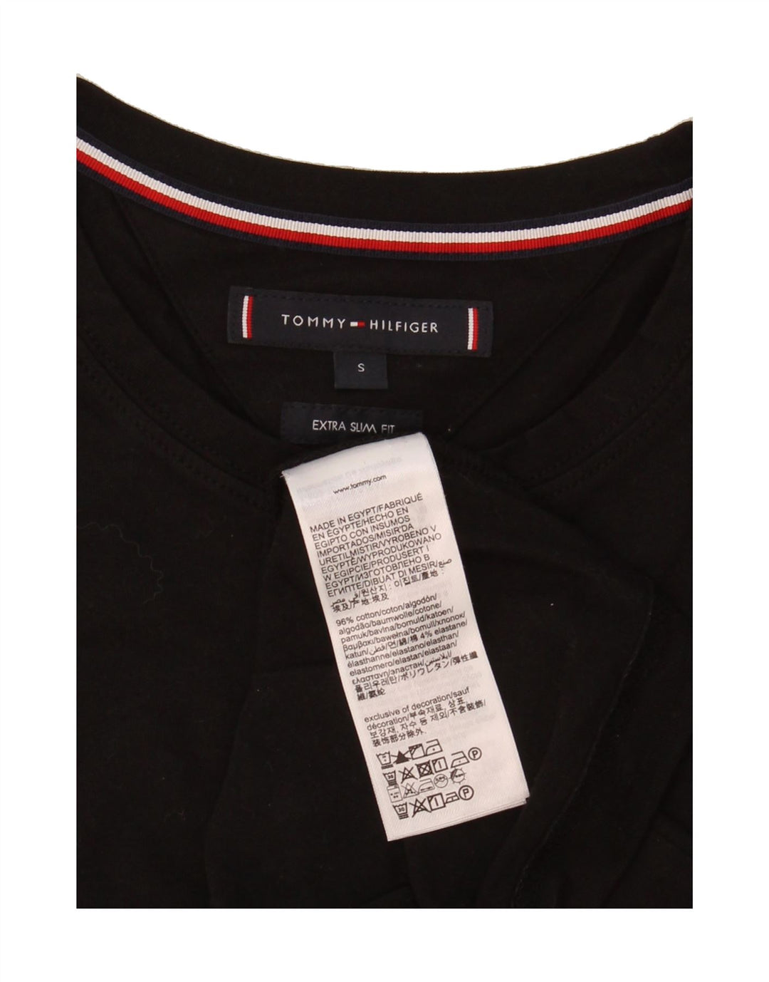 TOMMY HILFIGER Mens Extra Slim T-Shirt Top Small Black Cotton Vintage Tommy Hilfiger and Second-Hand Tommy Hilfiger from Messina Hembry 