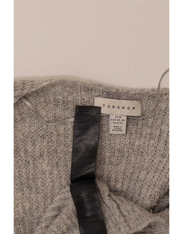 Topshop Pulover cardigan deschis supradimensionat pentru femei UK 14 Medium Gri Acrilic