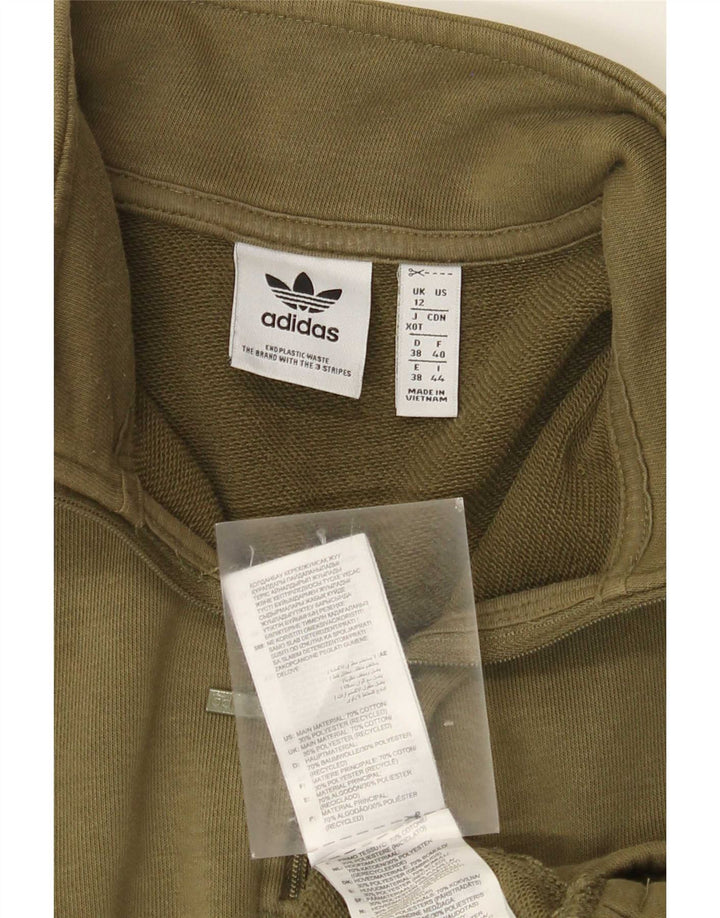 Pulover Adidas pentru femei, supradimensionat, cu fermoar, cu gât, UK 12 Medium Khaki