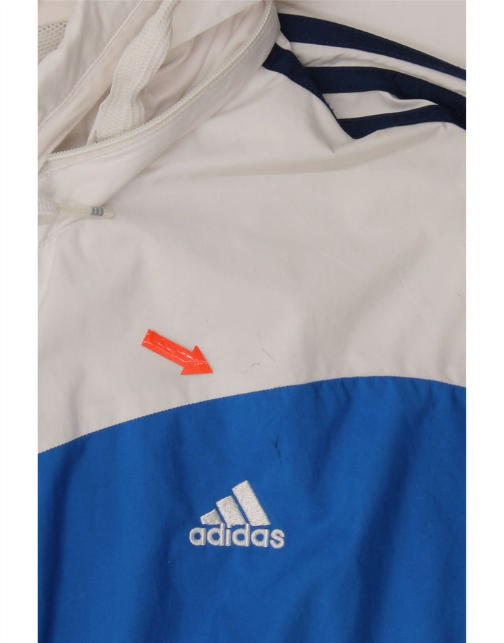 Jachetă de ploaie cu glugă pentru bărbați Adidas UK 40 mare, albastru bleumarin, poliester color bloc