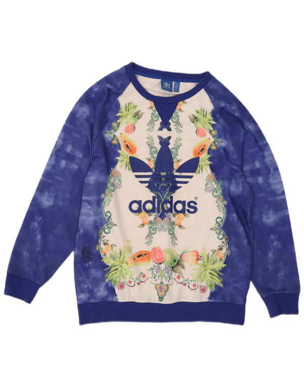 Pulover adidas pentru femei grafic supradimensionat UK 10 Small Blue