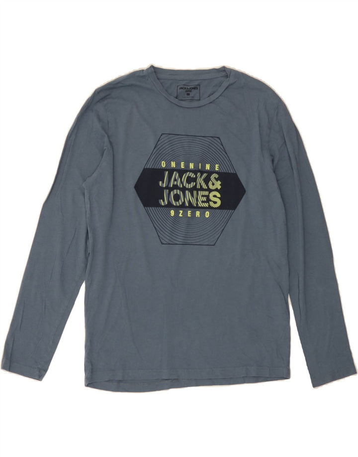 JACK & JONES Mens Graphic Top Long Sleeve Medium Navy Blue Cotton Vintage Jack & Jones and Second-Hand Jack & Jones from Messina Hembry 