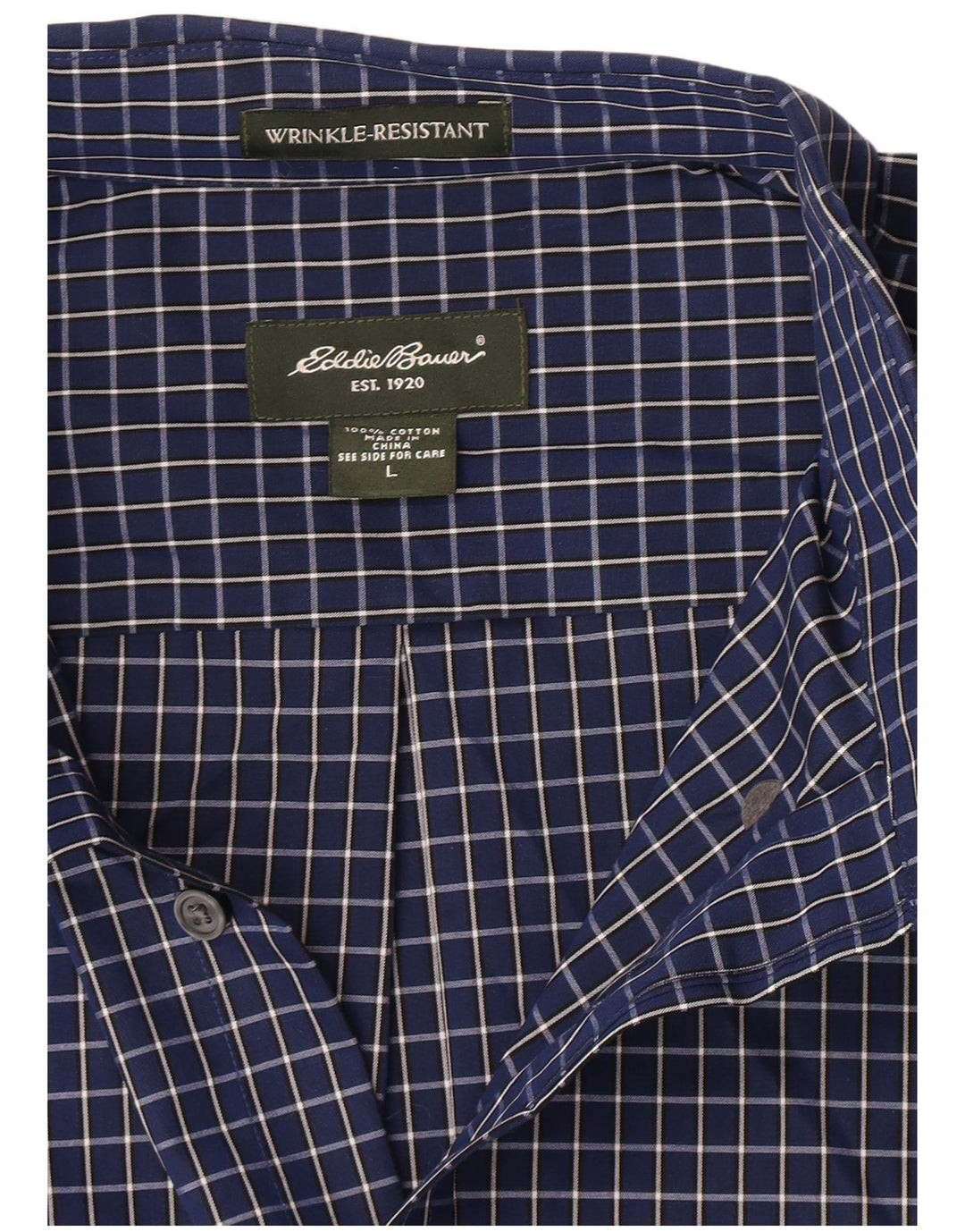 Cămașă pentru bărbați Eddie Bauer, mare din bumbac cu carouri bleumarin