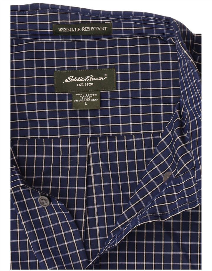 Cămașă pentru bărbați Eddie Bauer, mare din bumbac cu carouri bleumarin