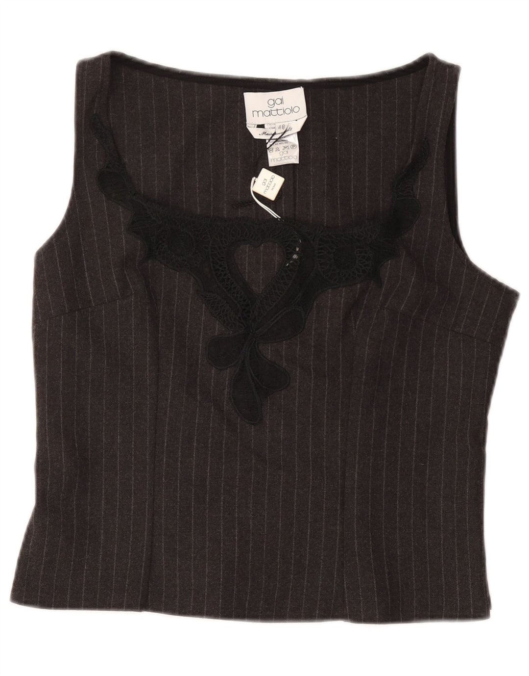 Top bluză fără mâneci pentru femei GAI MATTIOLO IT 48 XL gri cu dungi