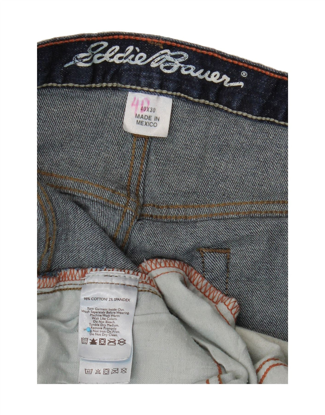 EDDIE BAUER Mens Mexico Straight Jeans W40 L25 Blue Cotton Vintage Eddie Bauer and Second-Hand Eddie Bauer from Messina Hembry 