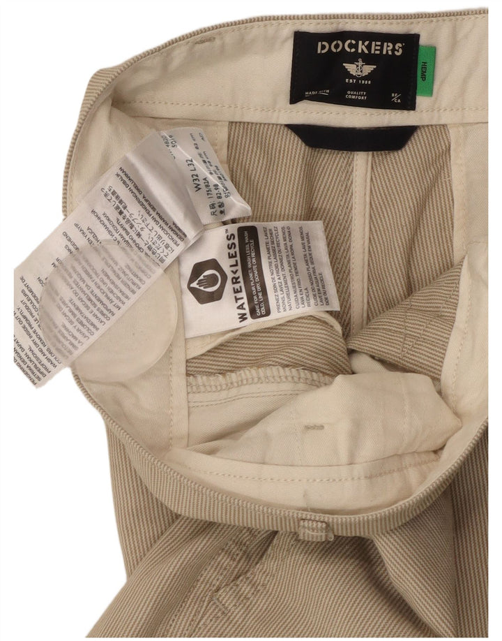 DOCKERS Pantaloni chino conici pentru bărbați L32 L32 bumbac cu dungi bej
