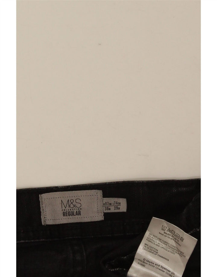 Blugi drepți obișnuiți pentru bărbați Marks & Spencer W38 L29 bumbac negru