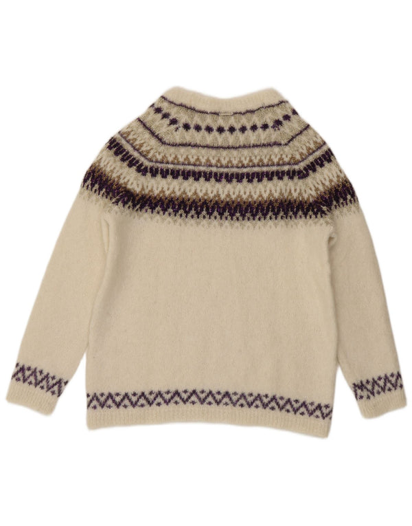Pulover pentru femei Liu Jo cu gât de barcă UK 14 Medium White Fair Isle