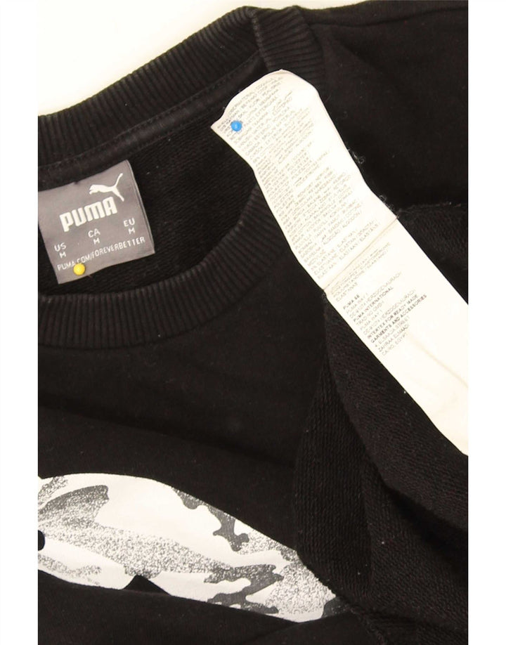 Pulover grafic pentru bărbați Puma, bumbac mediu negru