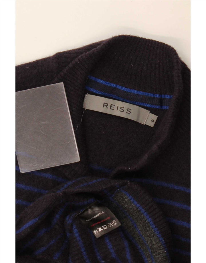 Pulover pentru femei Reiss cu gât cu nasturi UK 12 Medium Bleumarin cu dungi