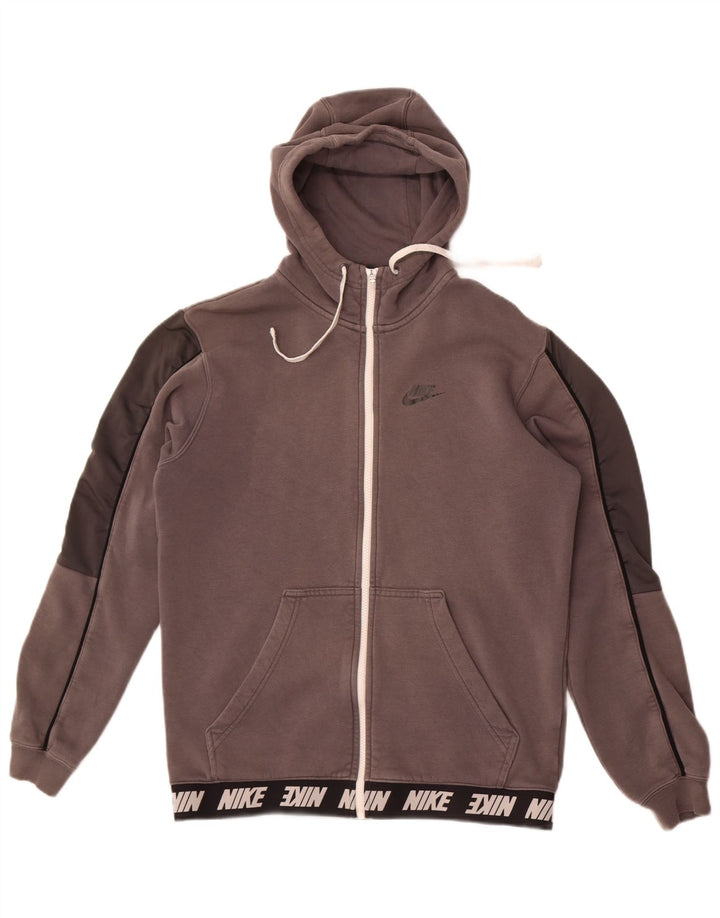 Pulover Nike Graphic Zip pentru bărbați, bumbac color bloc, gri mediu