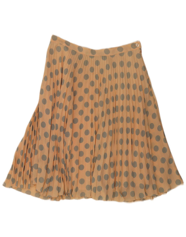 Fustă vintage plisată cu talie înaltă pentru femei IT 48 XL W30 bej cu buline