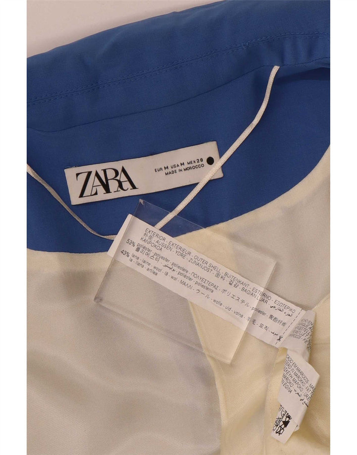 Blazer pentru femei Zara cu 1 nasture UK 14 Poliester albastru mediu
