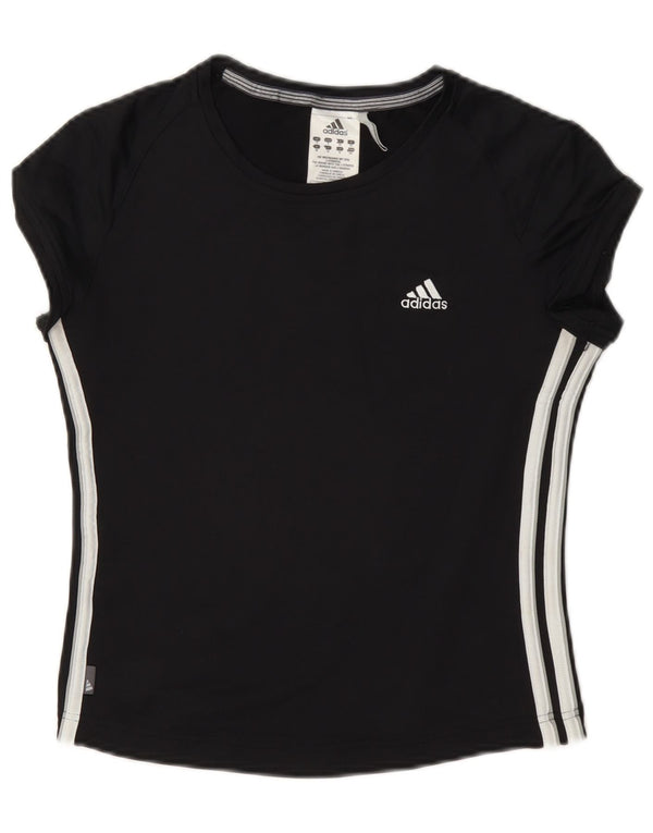 Tricou Adidas Climalite Crop Top UK 10 Small Black Nylon