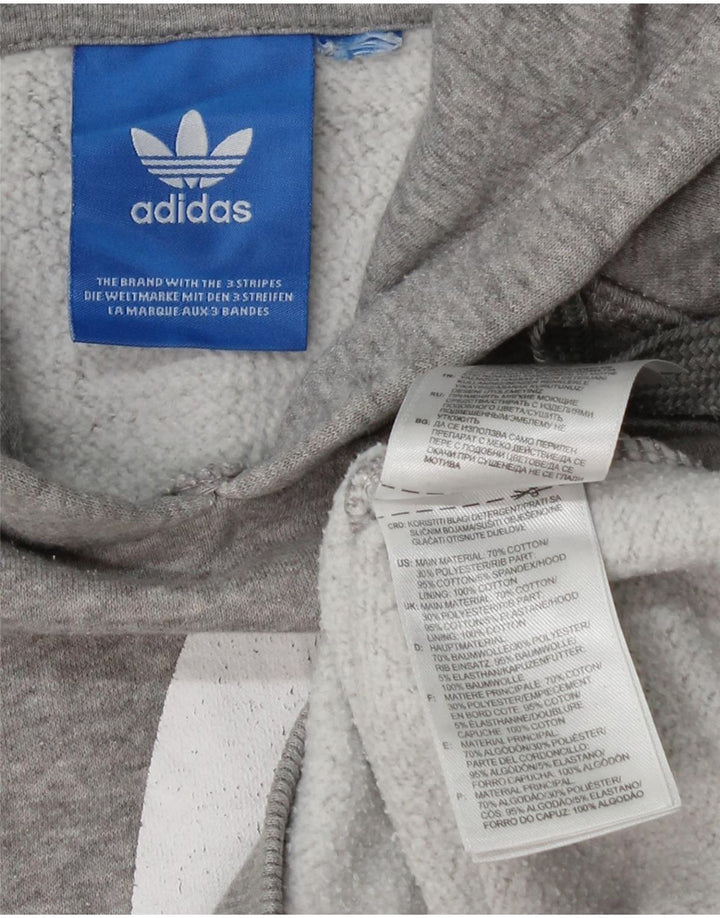 ADIDAS Pulover cu glugă cu grafic pentru femei UK 10 mic bumbac gri