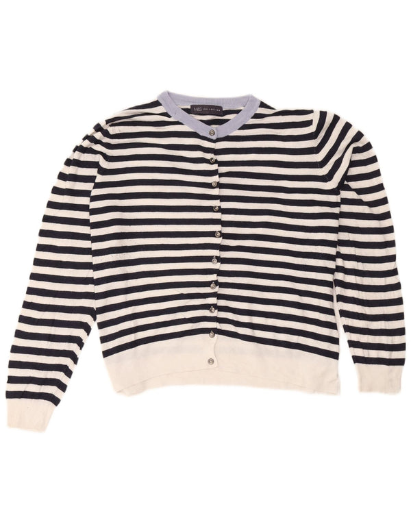 Pulover cardigan pentru femei Marks & Spencer UK 22 3XL bleumarin, viscoză cu dungi