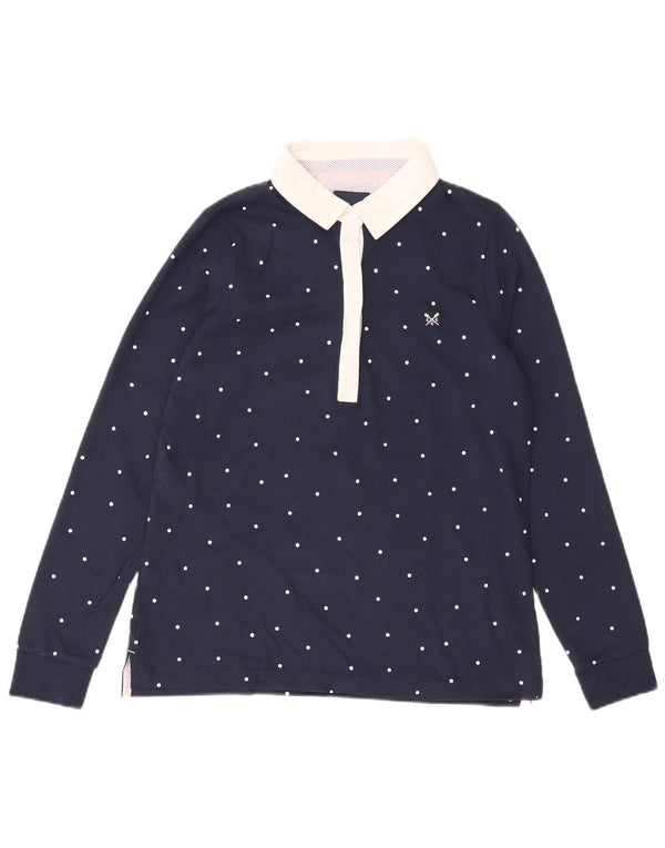 Crew Clothing Tricou polo rugby pentru femei UK 14 mare bleumarin cu pete