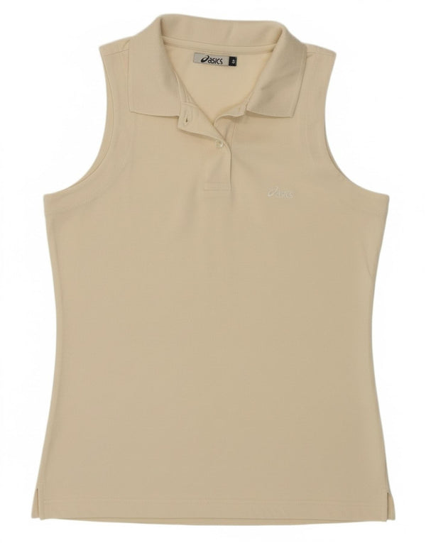 Tricou polo fără mâneci pentru femei Asics UK 10 mic bumbac alb