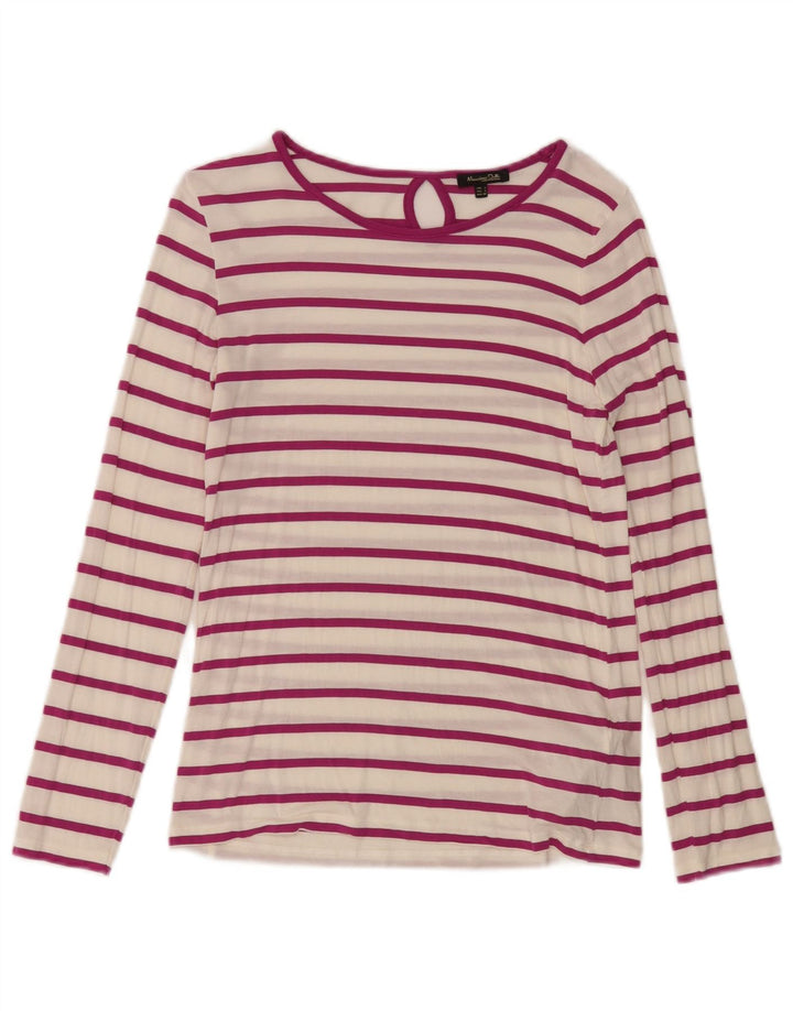 Top pentru femei Massimo Dutti cu mânecă lungă UK 10, mic, alb, modal cu dungi
