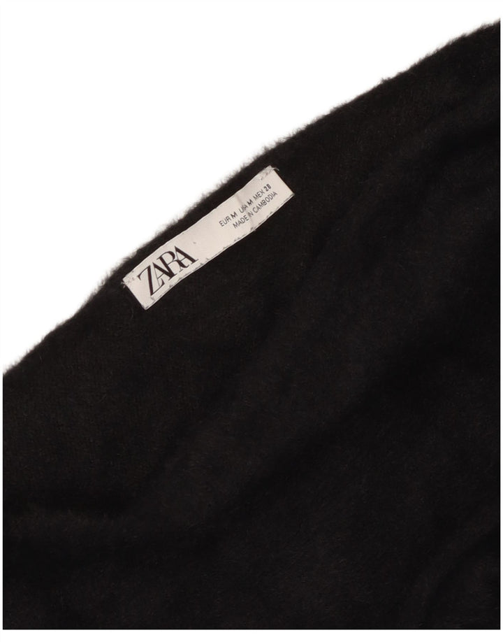 Crop Top pentru femei Zara cu mânecă lungă UK 14 Medium Negru
