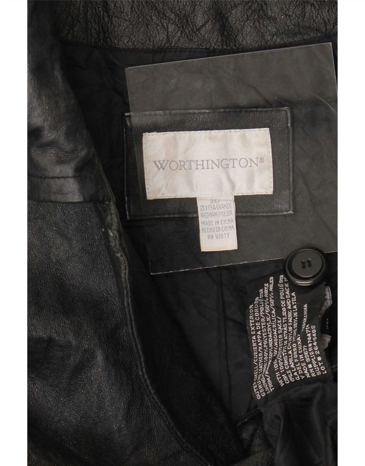 Palton din piele pentru femei Worthington UK 20 2XL Negru