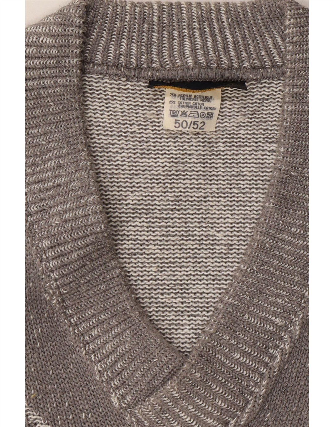 VINTAGE Mens V-Neck Jumper Sweater IT 50 Medium Grey Striped Acrylic Vintage Vintage and Second-Hand Vintage from Messina Hembry 