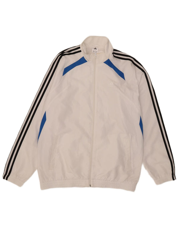 Jachetă de trening pentru bărbați Adidas UK 42/44, mare, alb, poliester color bloc