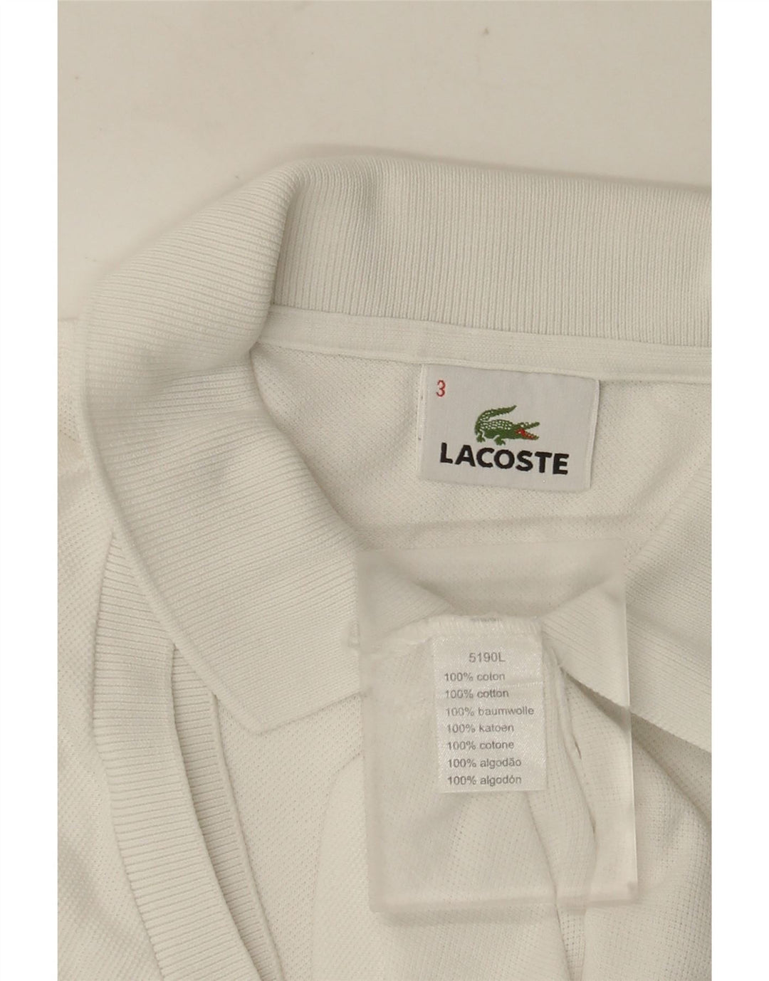 Tricou polo pentru bărbați LACOSTE Mărimea 3 Bumbac alb mic