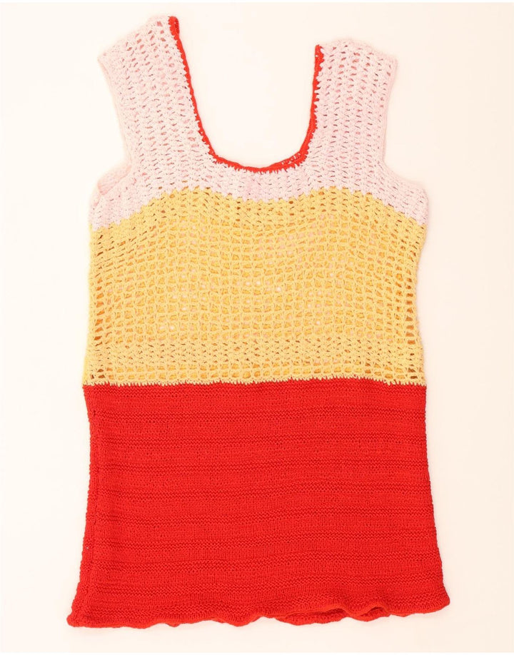 VINTAGE Womens Sleeveless Jumper Dress UK 14 Medium Multicoloured Vintage Vintage and Second-Hand Vintage from Messina Hembry 
