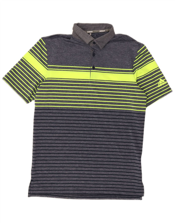 Tricou polo pentru bărbați Adidas XS bleumarin cu dungi din poliester