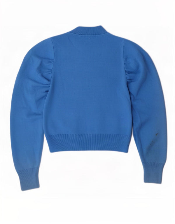 Topshop Pulover Crop Crew Deck pentru femei UK 10 Small Blue Acrylic