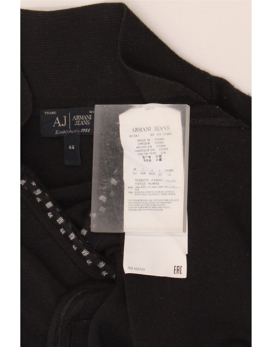 Pulover cardigan pentru femei Armani Jeans IT 44 Lână neagră medie