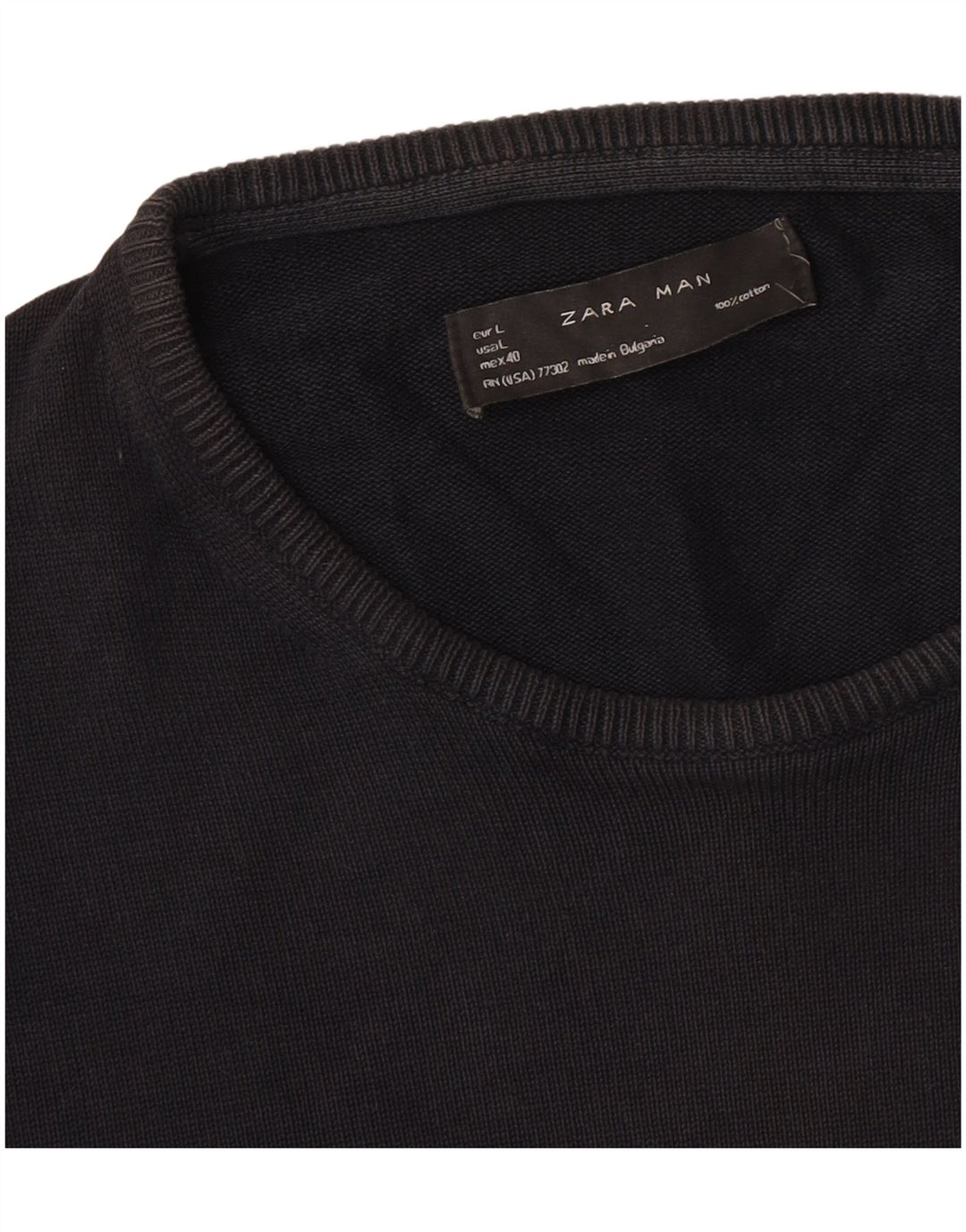 Pulover pentru bărbați Zara, cu gât crew, mare, negru