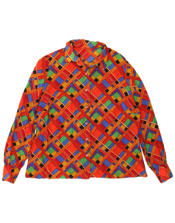 Cămașă vintage pentru femei UK 16 mare roșu geometric
