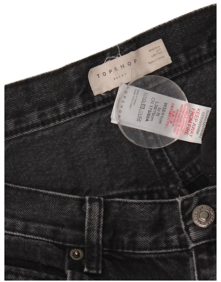 Blugi conici largi Topshop pentru femei W32 L30 poliester negru